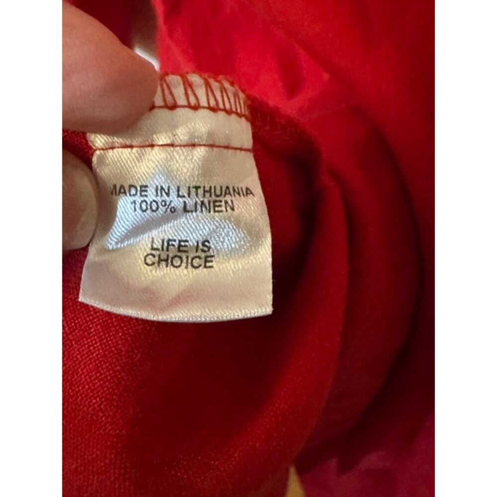 FLAX Linen Long Sleeve Tunic Top in Lipstick M - Picture 3 of 4